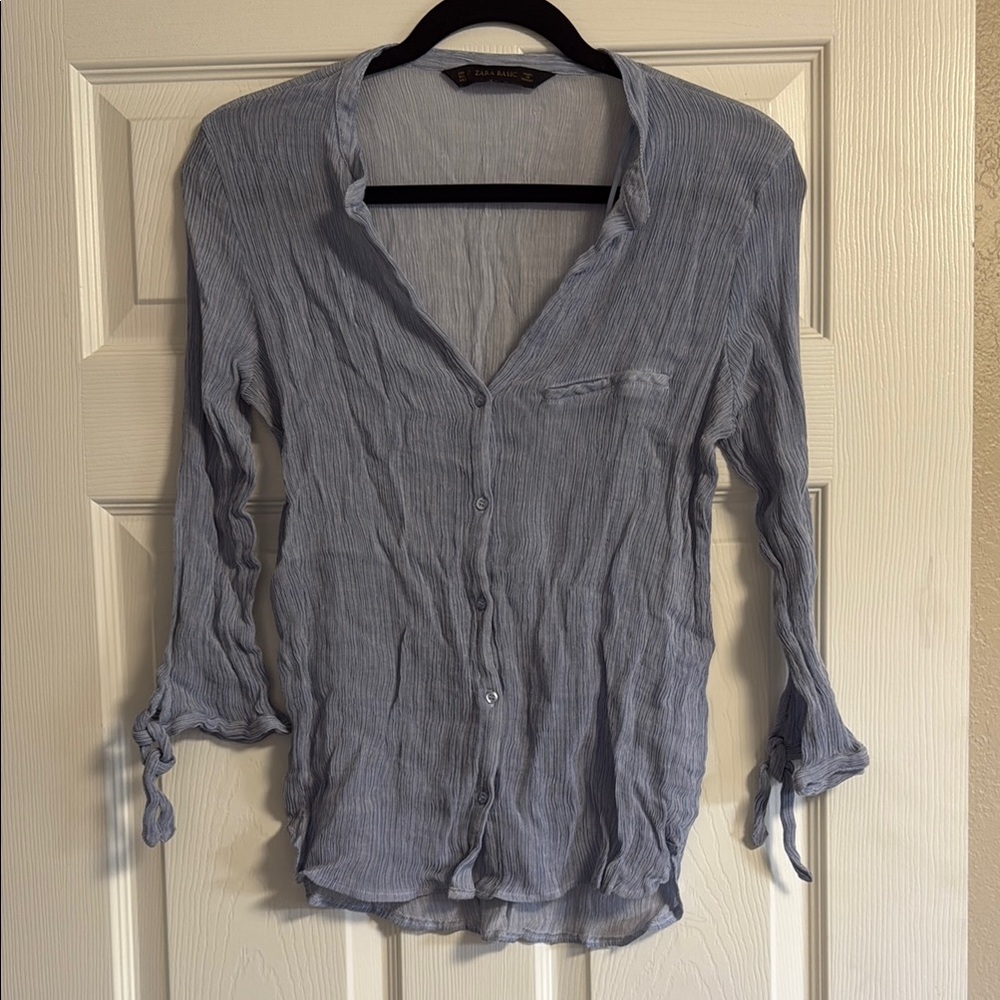 Light Blue Button-Up Blouse